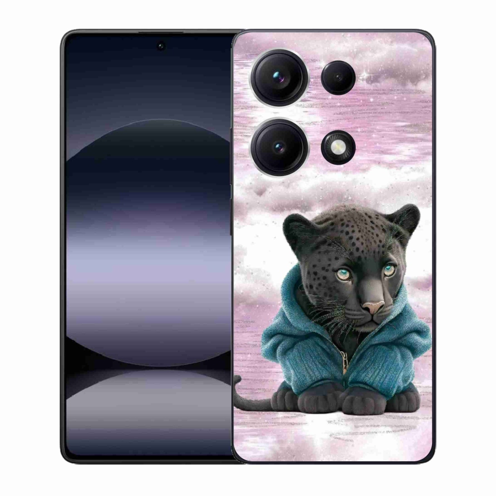 Gelový kryt mmCase na Xiaomi Redmi Note 14S - černý panter ve svetru