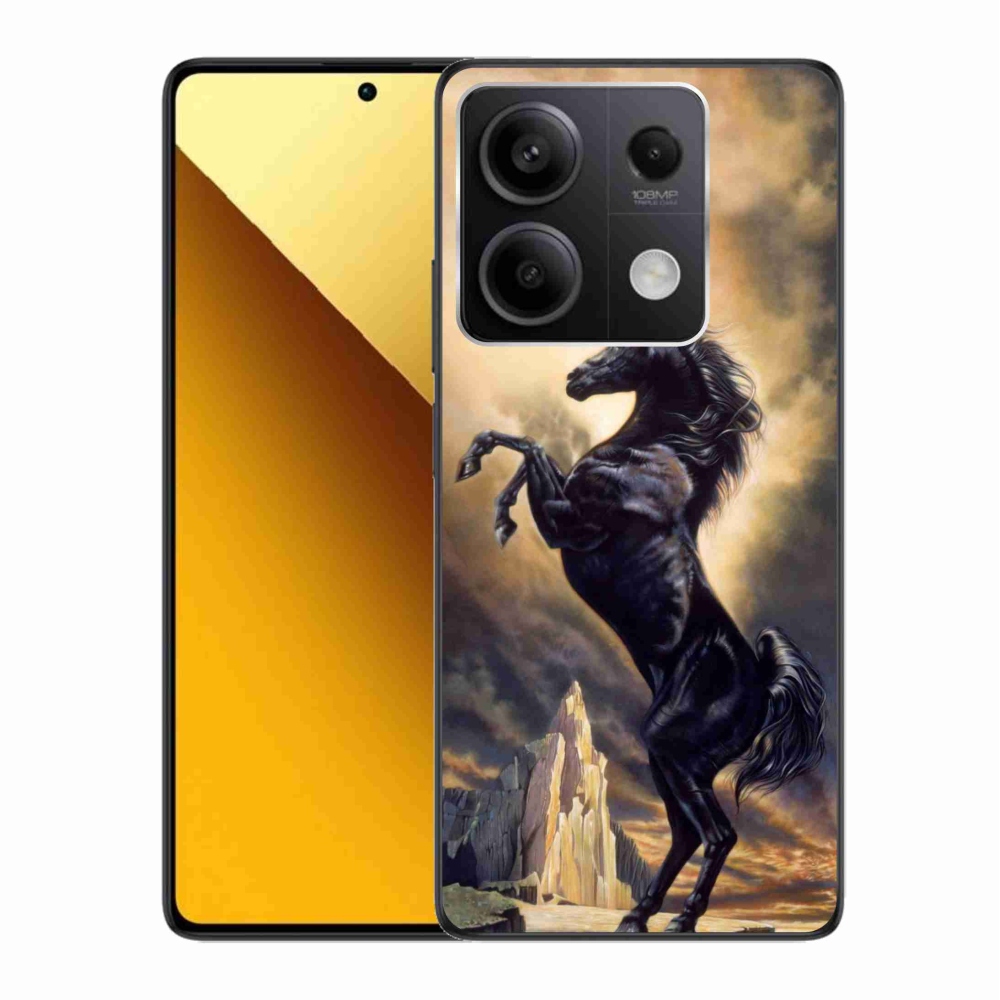 Gelový kryt mmCase na Xiaomi Redmi Note 13 5G - černý kreslený kůň