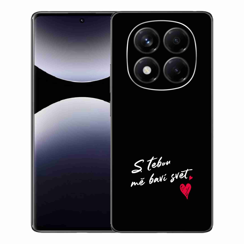 Gelový kryt mmCase na Xiaomi Redmi Note 14 Pro - zamilovaný text 1 černé pozadí