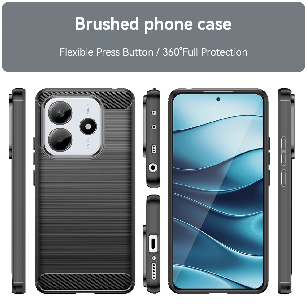 Carbon odolný gelový obal na Xiaomi Redmi Note 14 5G - černý
