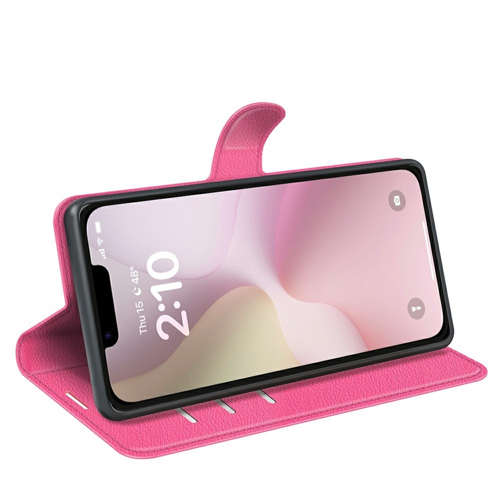 Litchi knížkové pouzdro na iPhone 16e - rose