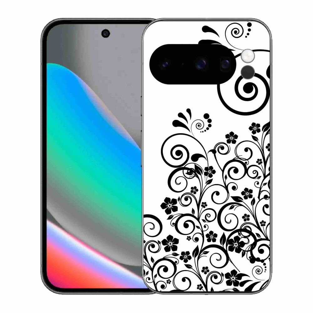 Gelový kryt mmCase na Google Pixel 10 Pro - černobílé květinové vzory
