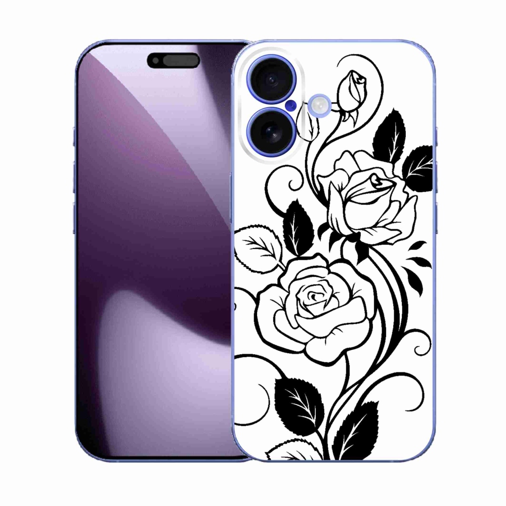 Gelový kryt mmCase na iPhone 17 - černobílá růže