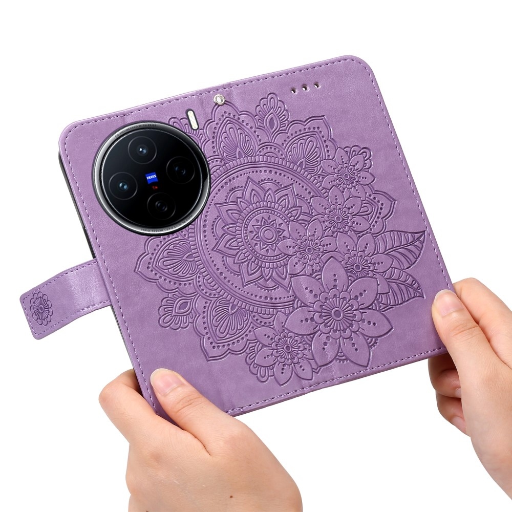 Mandala knížkové pouzdro na Vivo X200 5G - fialové