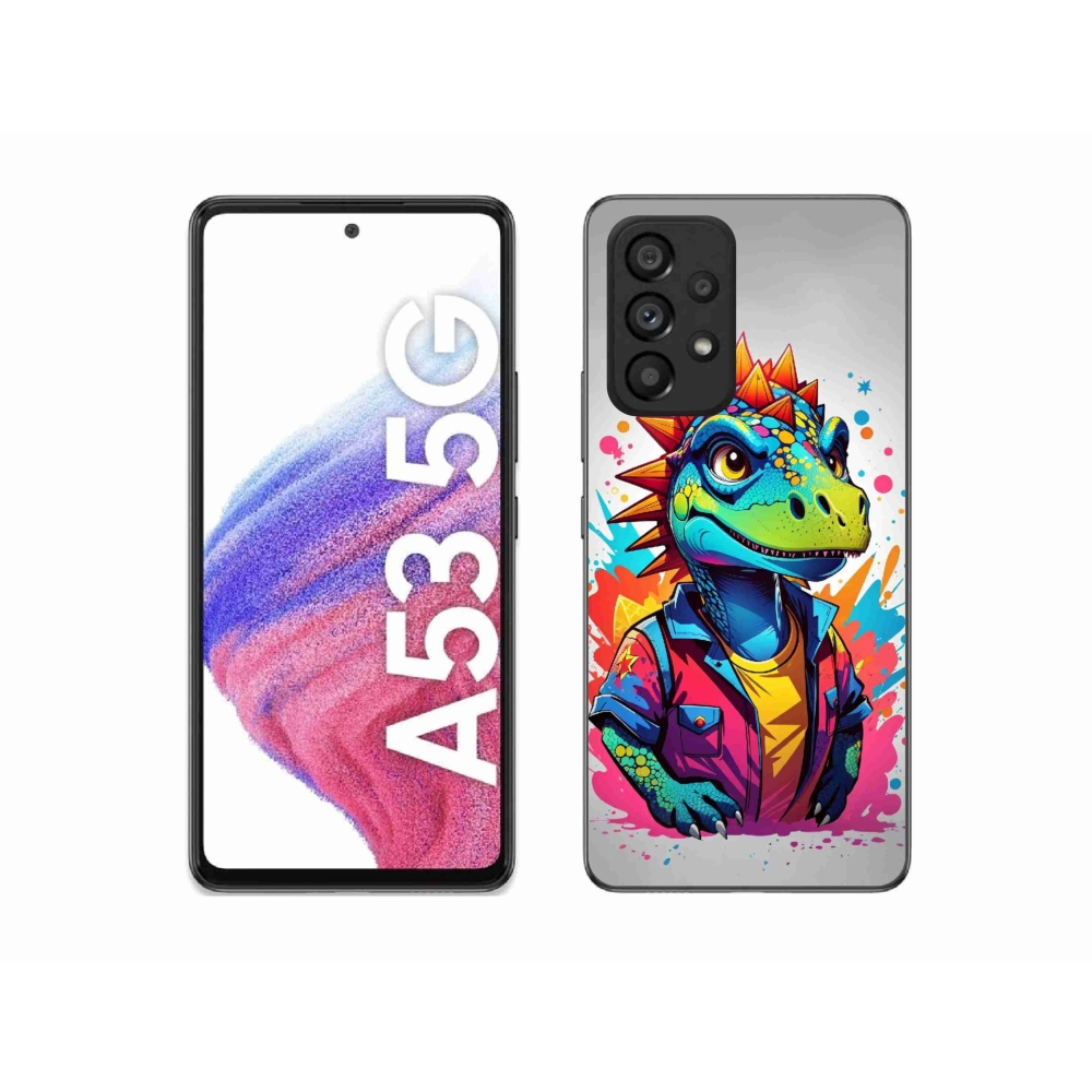 Gelový kryt mmCase na Samsung Galaxy A53 5G - barevný dinosaurus