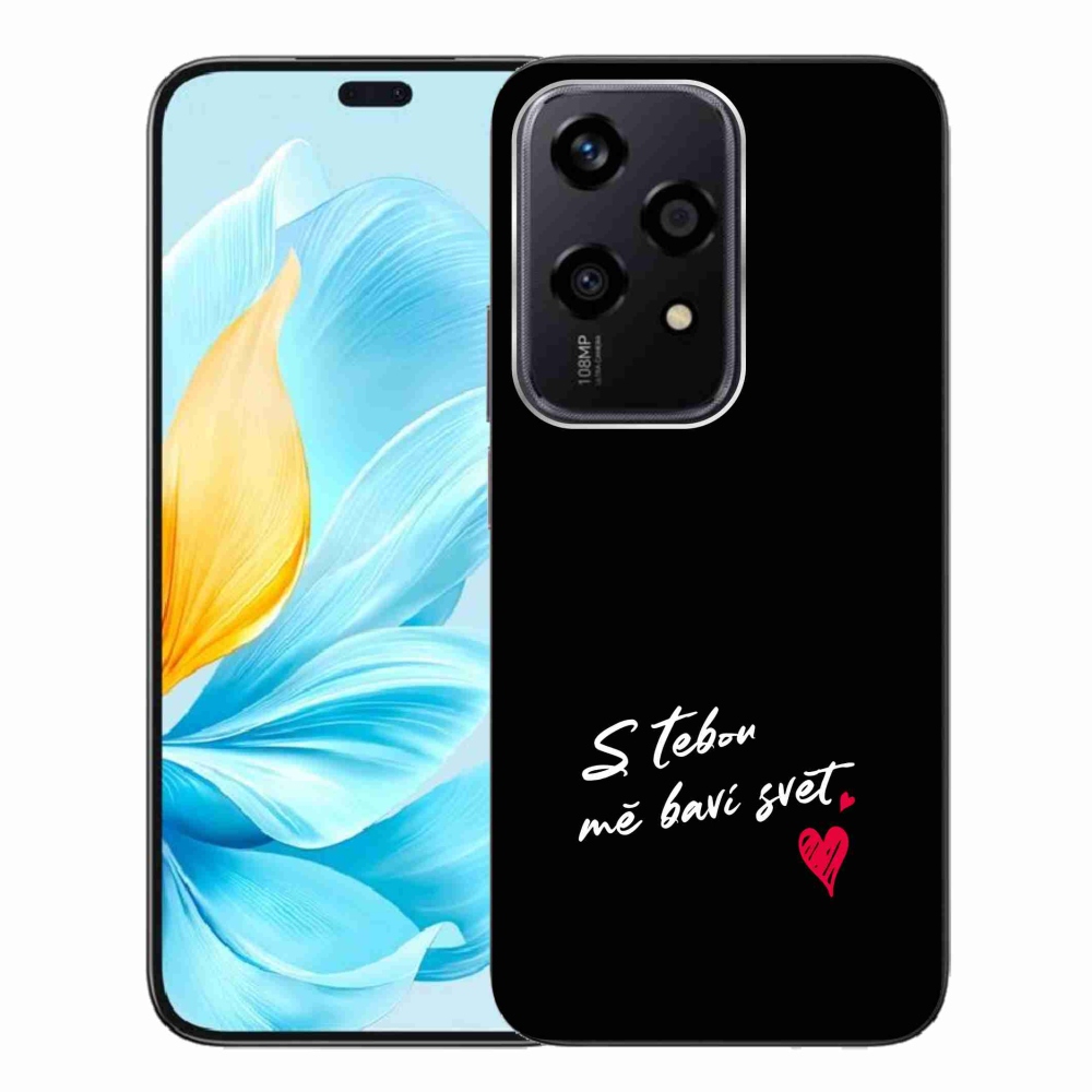 Gelový kryt mmCase na Honor 200 Lite 5G - zamilovaný text 1 černé pozadí