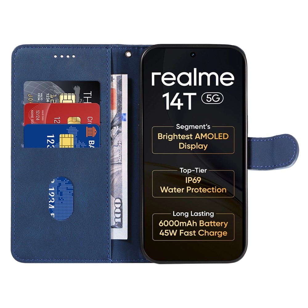 Curved knížkové pouzdro na Realme 14 5G/14T 5G - modré