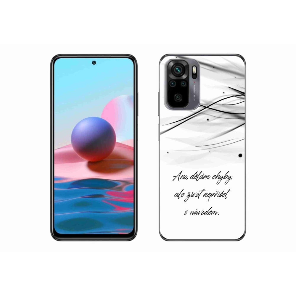Gelový kryt mmCase na Xiaomi Redmi Note 10S - citát bílé pozadí