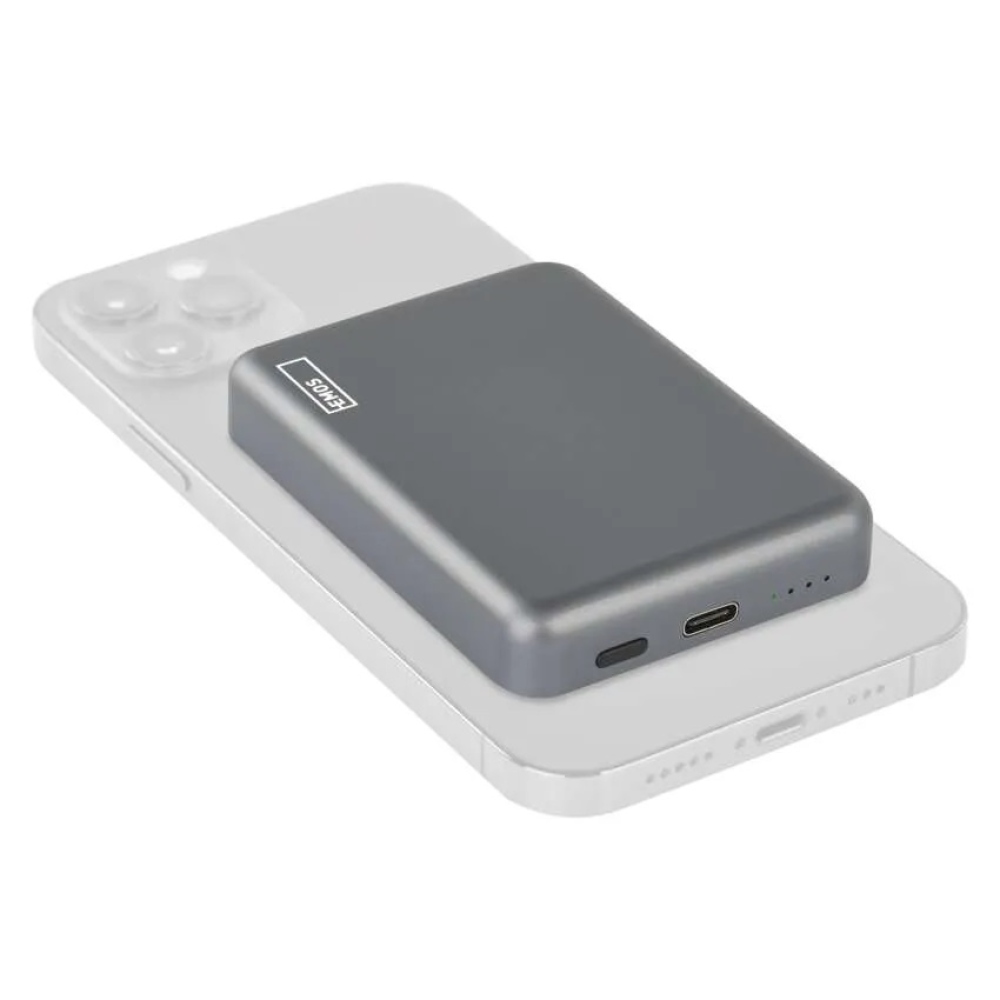 Powerbanka EMOS WI 522, 5 000 mAh, 20 W+Wireless - šedá