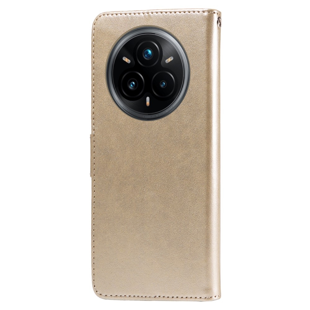 Flowery knížkové pouzdro na Realme 14 Pro+ 5G - zlaté