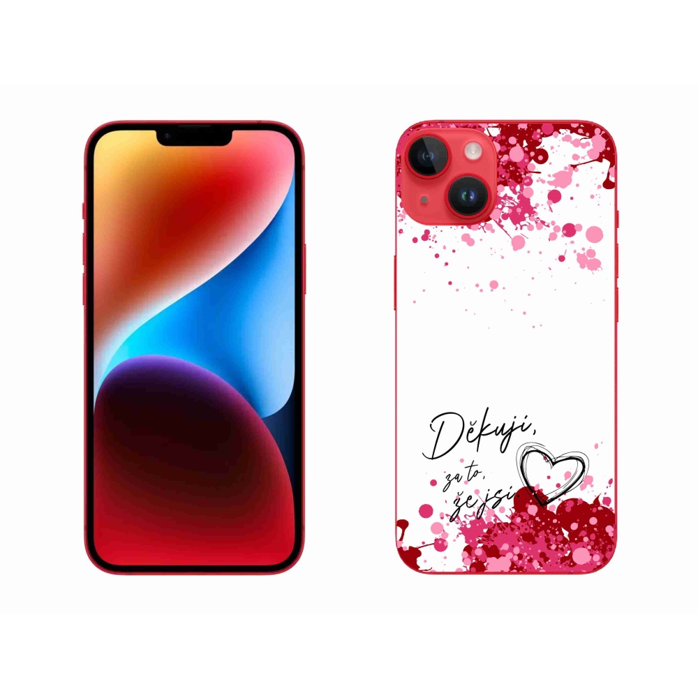 Gelový kryt mmCase na iPhone 14 Plus - zamilovaný text 2 bílé pozadí