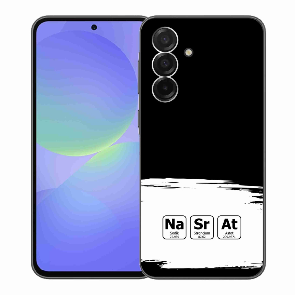 Gelový kryt mmCase na Samsung Galaxy A36 5G - chemické prvky bíločerné pozadí