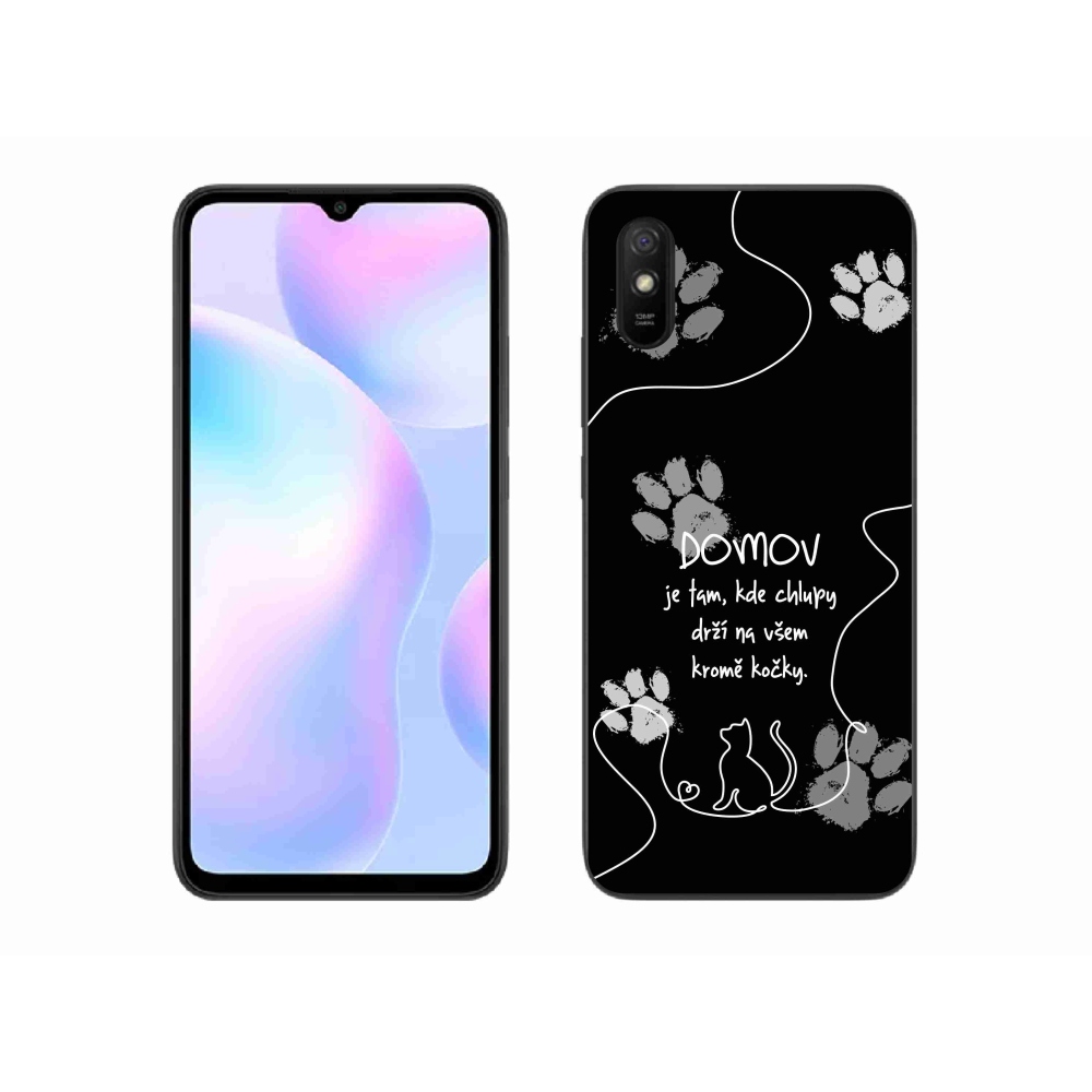 Gelový kryt mmCase na Xiaomi Redmi 9AT - kočičí motiv černé pozadí