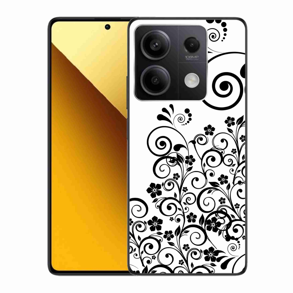 Gelový kryt mmCase na Xiaomi Redmi Note 13 5G - černobílé květinové vzory