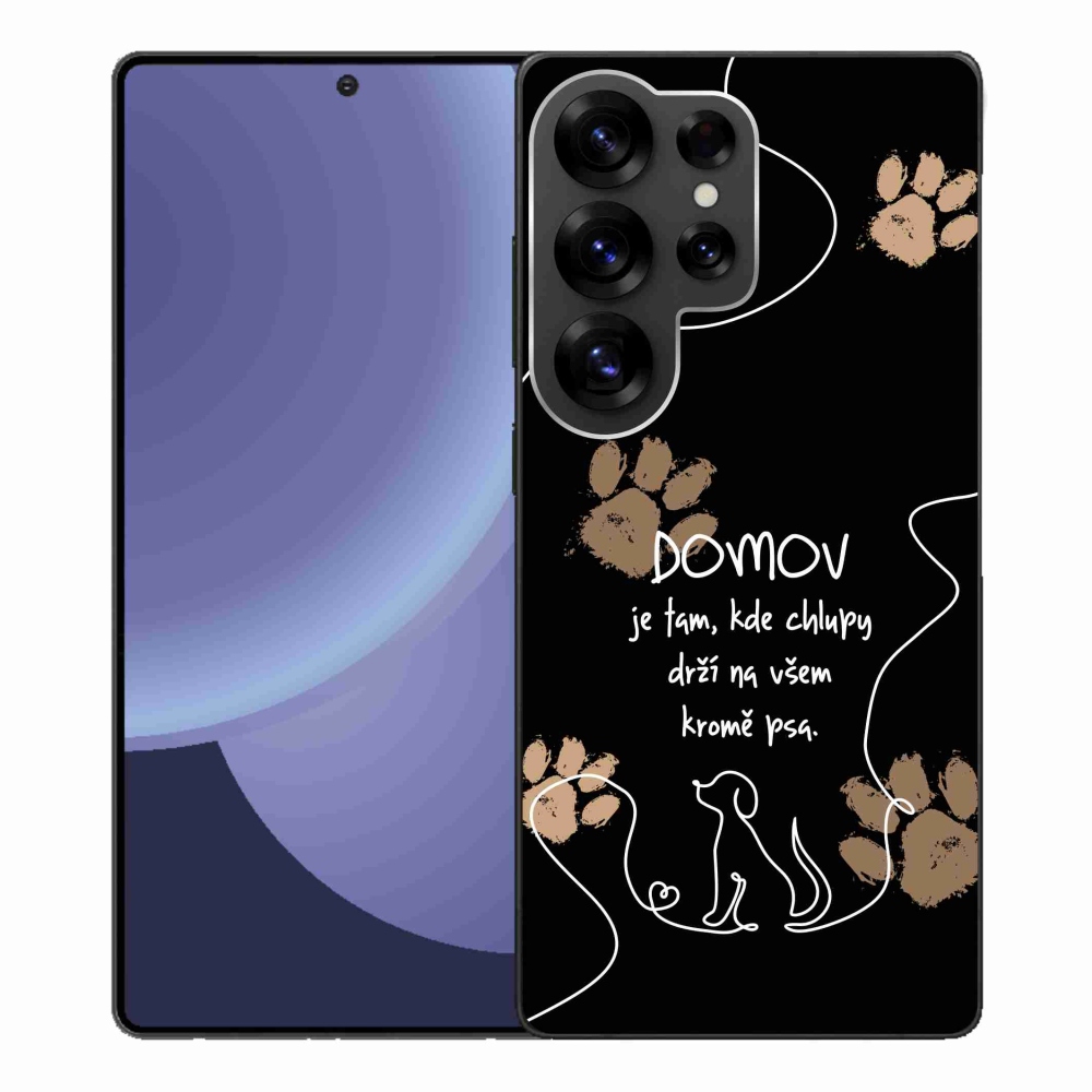 Gelový kryt mmCase na Samsung Galaxy S25 Ultra - psí motiv černé pozadí