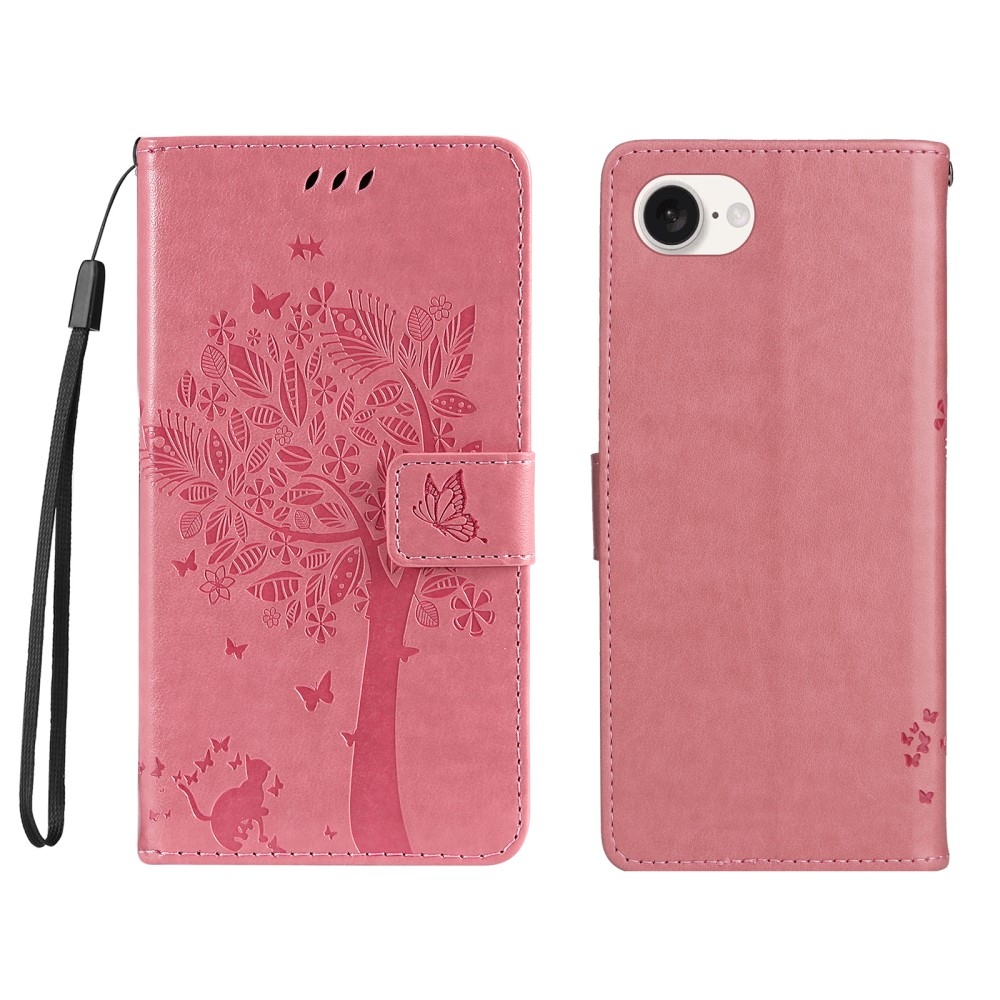 Trees knížkové pouzdro na iPhone 16e - růžové
