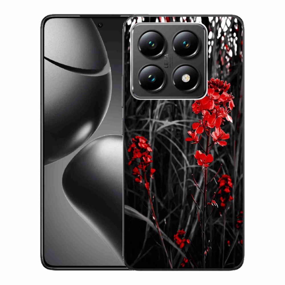 Gelový kryt mmCase na Xiaomi 14T - červená rostlina