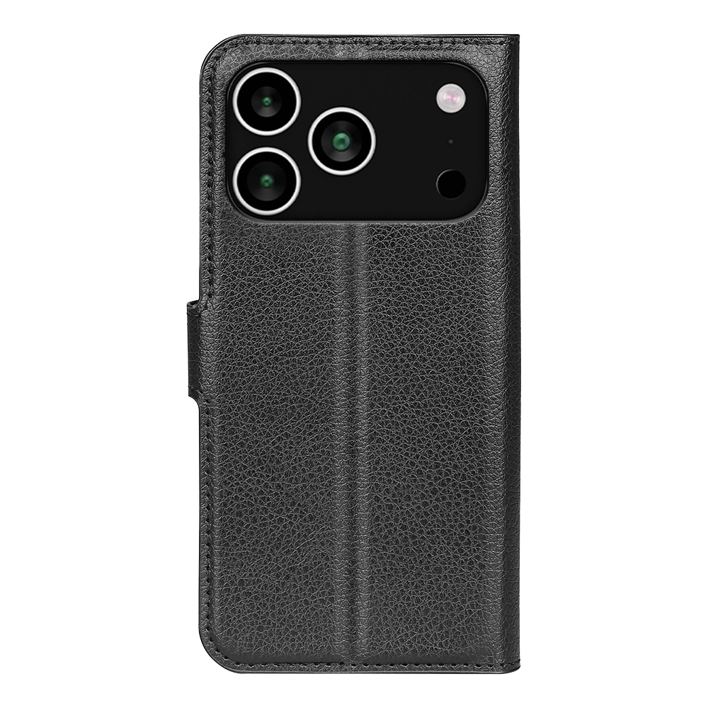 Litchi knížkové pouzdro na iPhone 17 Pro - černý