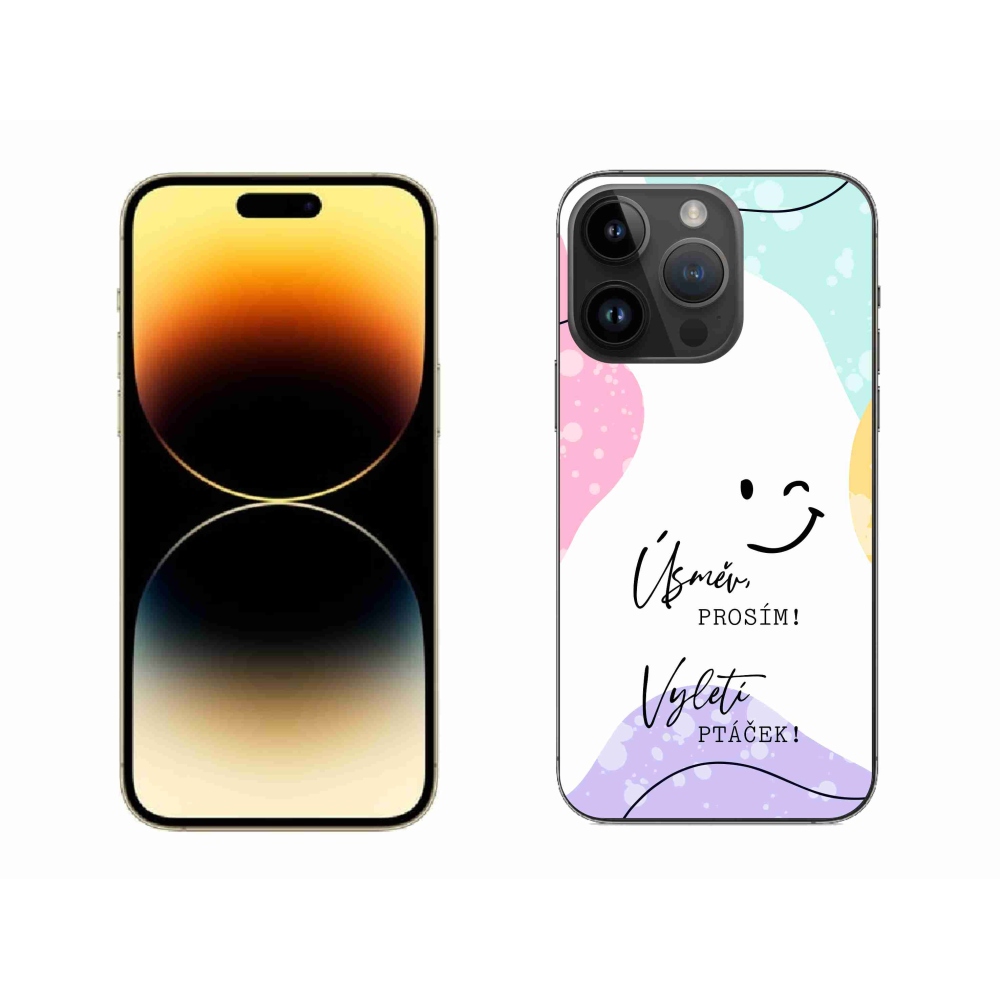 Gelový kryt mmCase na iPhone 14 Pro Max 6.7 - vtipný text 4 bílé pozadí