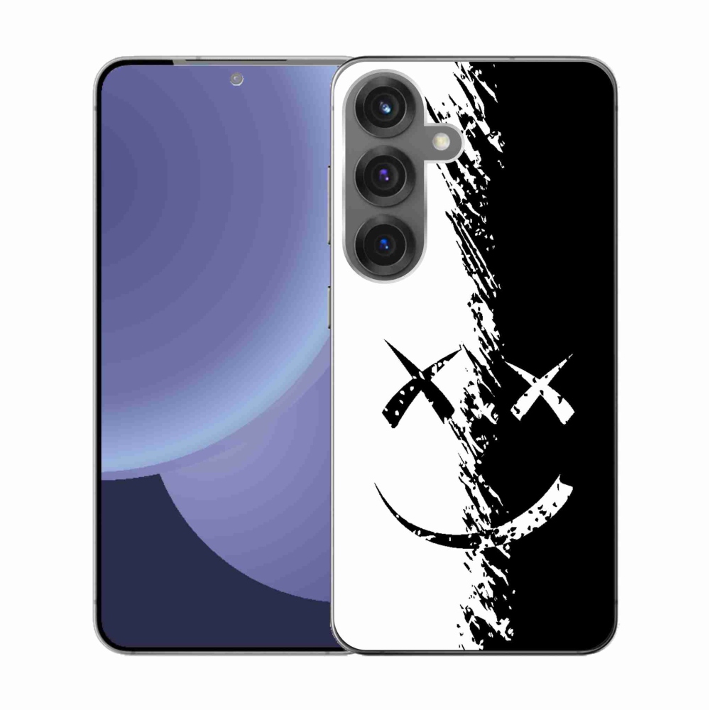 Gelový kryt mmCase na Samsung Galaxy S25 - černobílý smajlík
