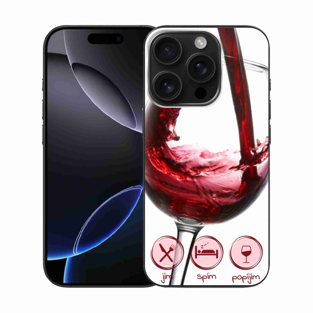 Gelový obal mmCase na iPhone 16 Pro - sklenička vína červené