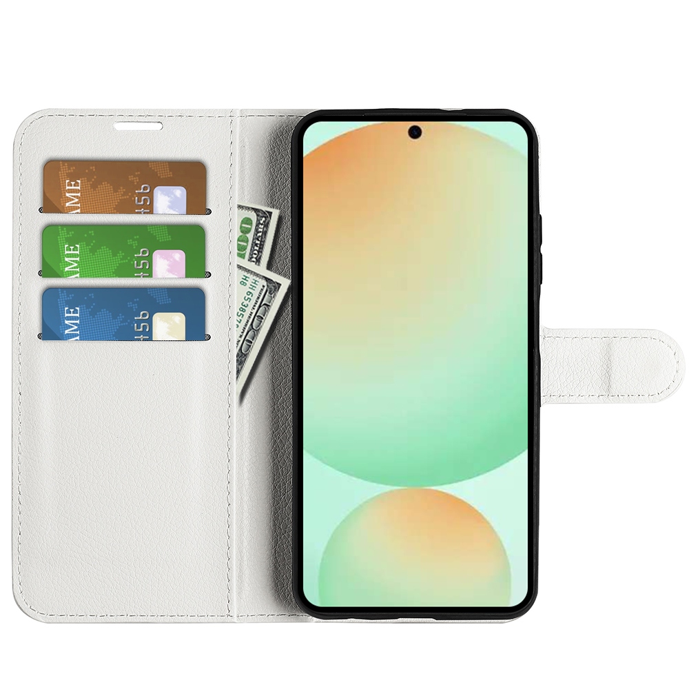 Litchi knížkové pouzdro na Samsung Galaxy S25 FE - bílé