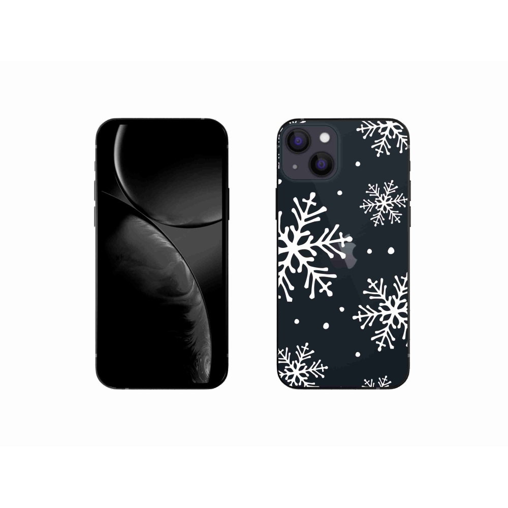 Gelový kryt mmCase na iPhone 13 mini 5.4 - bílé vločky na průhledném pozadí