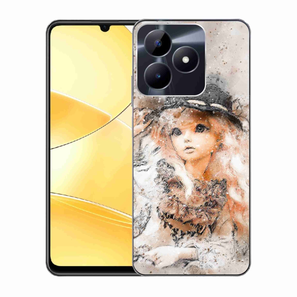 Gelový kryt mmCase na Realme C51/C53 - holčička s kloboukem