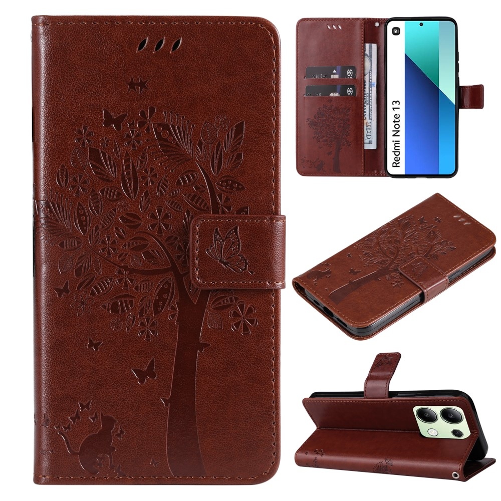Trees knížkové pouzdro na Xiaomi Redmi Note 13 - hnědé