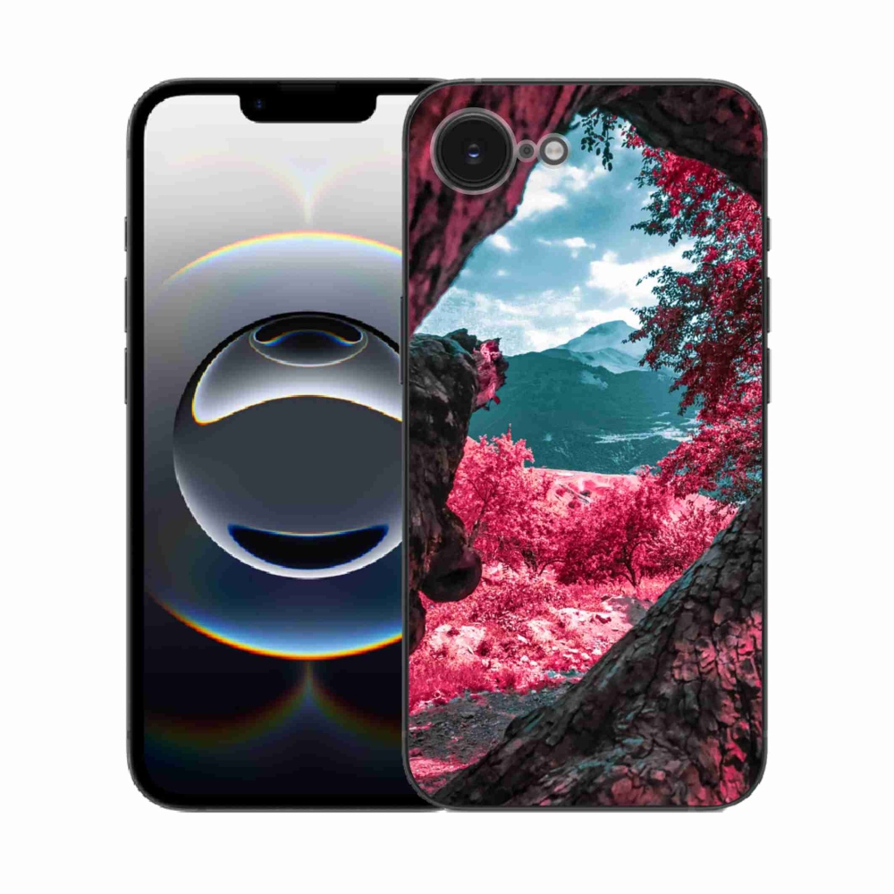 Gelový kryt mmCase na iPhone 16e - výhled na hory