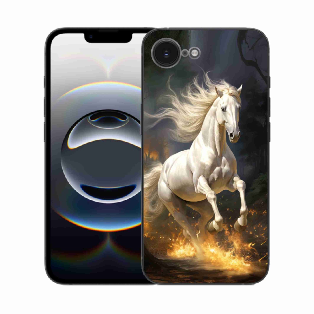 Gelový kryt mmCase na iPhone 16e - bílý kůň 2