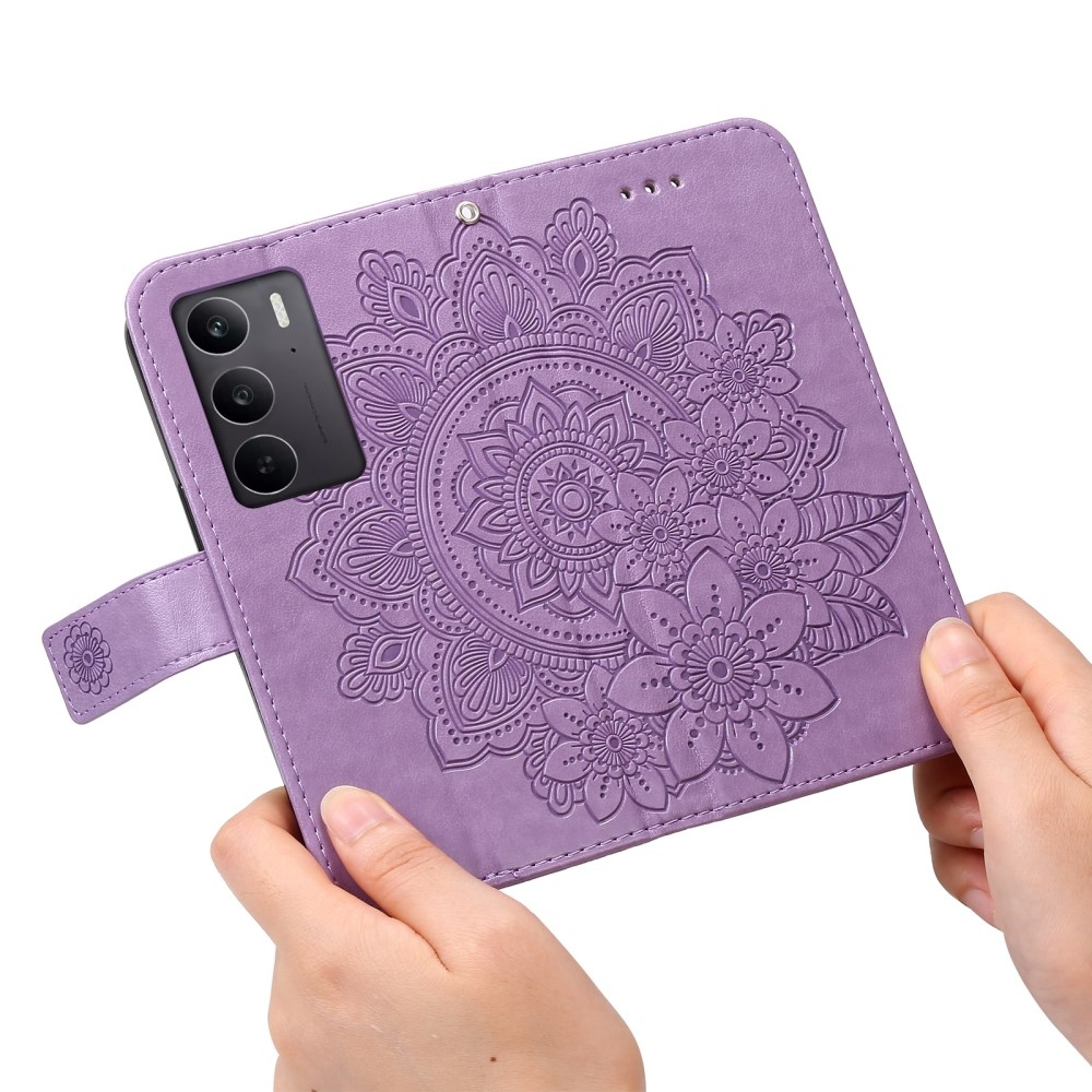 Mandala knížkové pouzdro na Realme C75 - fialové