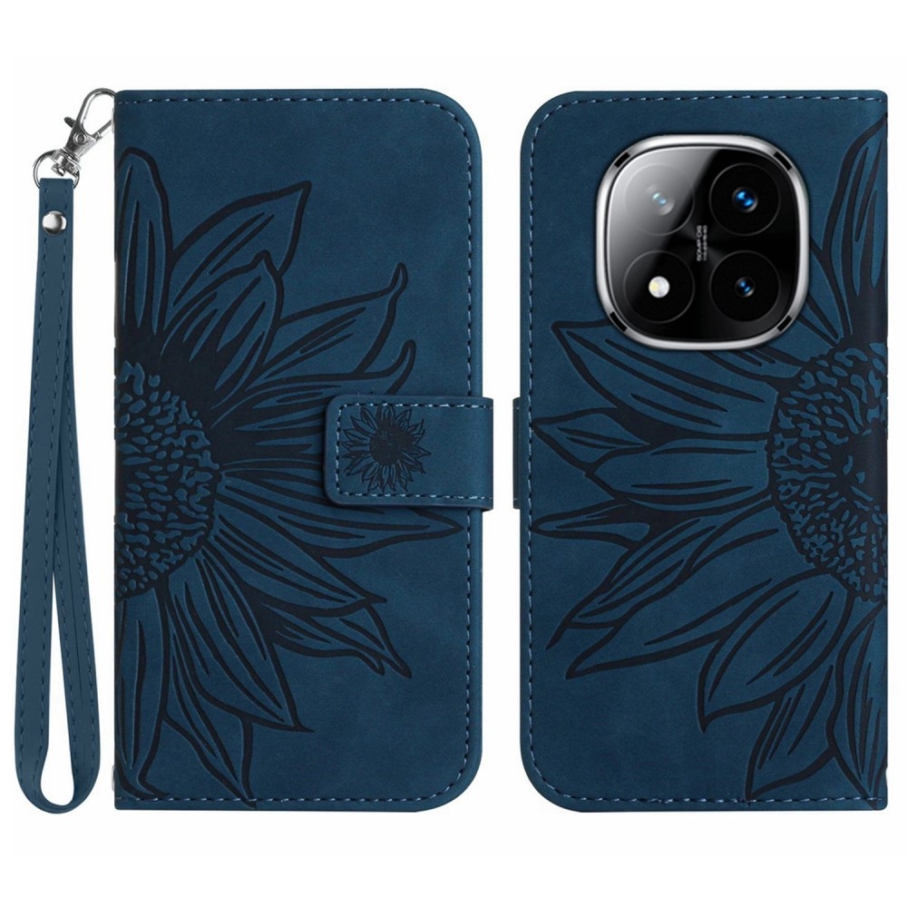 Sunflowers knížkové pouzdro na Xiaomi Redmi Note 14 Pro - tmavěmodré