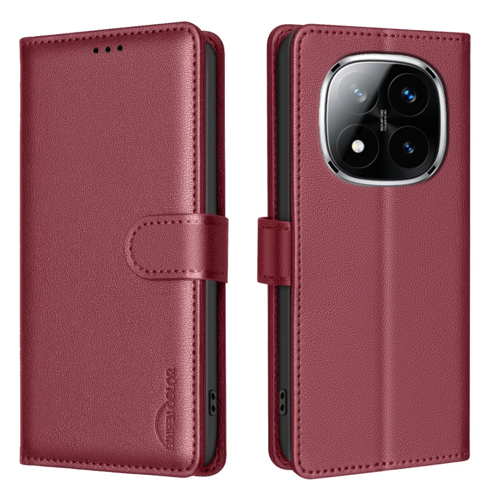 BINFEN knížkové pouzdro na Xiaomi Redmi Note 14 Pro 5G/Poco X7 5G/Note 14 Pro+ 5G - červené