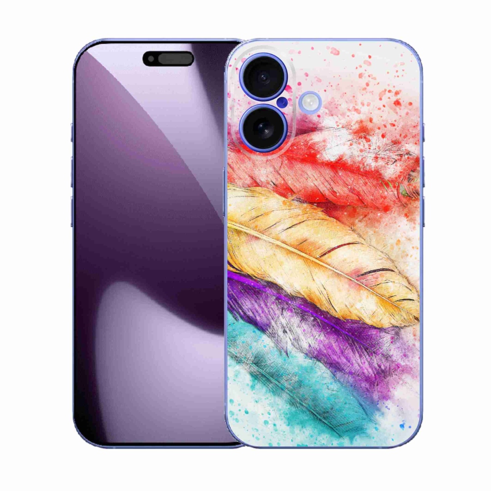Gelový kryt mmCase na iPhone 17 - barevné peří