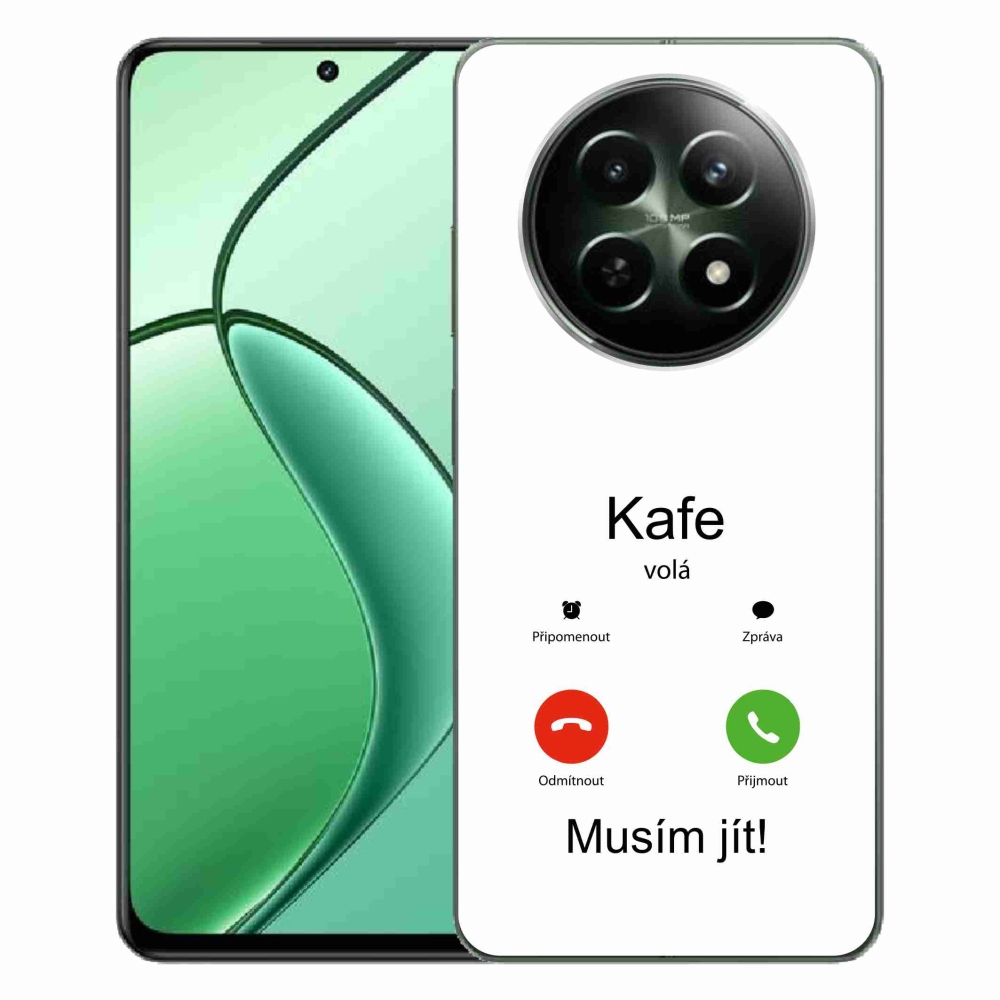 Gelový kryt mmCase na Realme 12 5G/12x 5G - kafe volá bílé pozadí