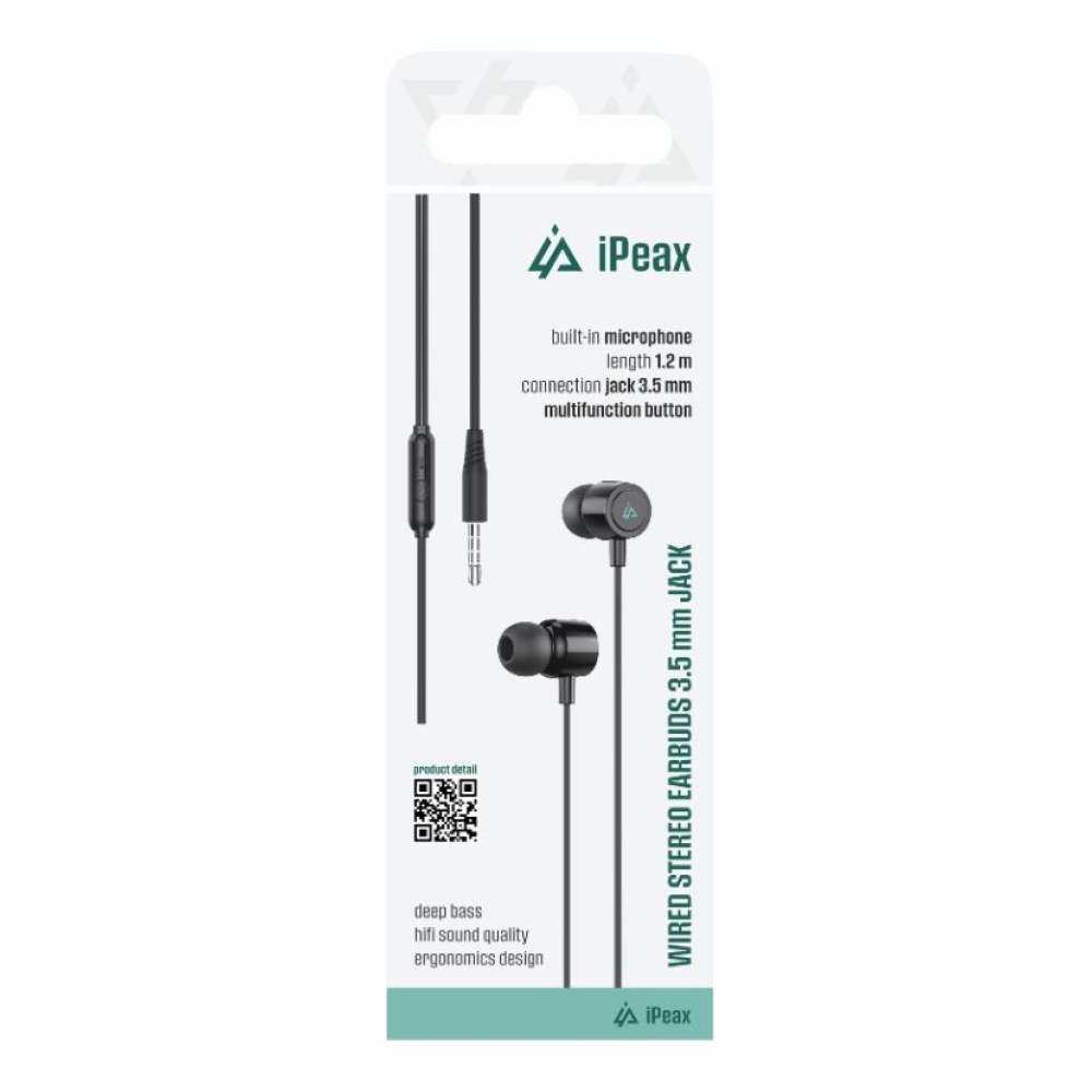 iPEAX Drátová sluchátka 3,5mm Jack - černá