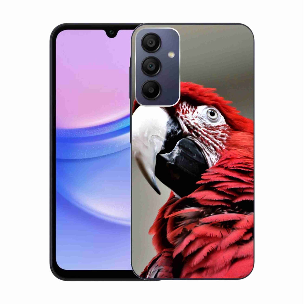 Gelový obal mmCase na Samsung Galaxy A15 4G/5G - papoušek ara červený