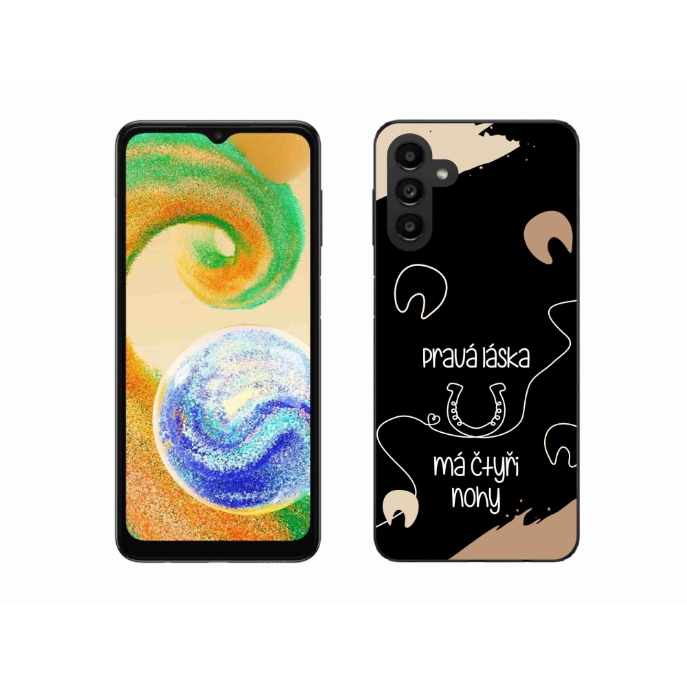 Gelový kryt mmCase na Samsung Galaxy A04s (164.7x76.7x9.1mm) - koňský motiv černé pozadí