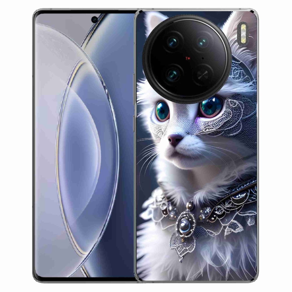 Gelový kryt mmCase na Vivo X90 Pro - bílá kočka