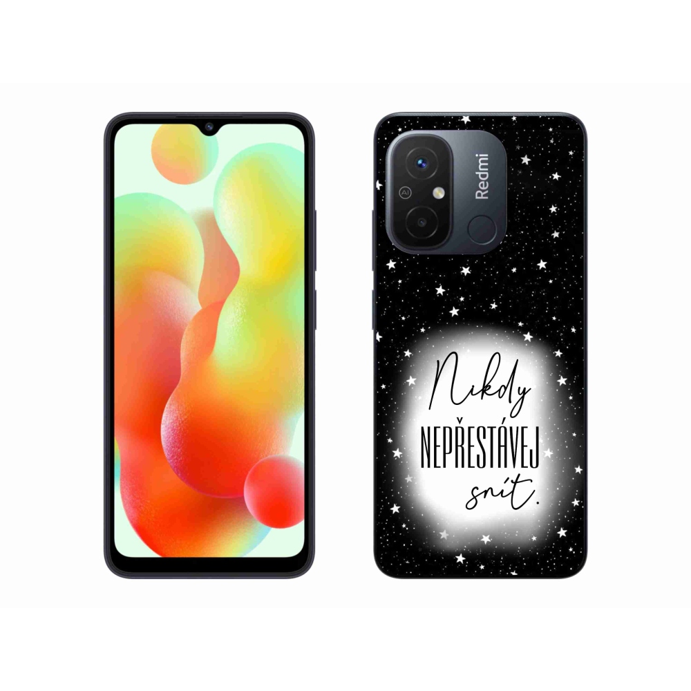Gelový kryt mmCase na Xiaomi Redmi 12C - citát 1 bíločerné pozadí