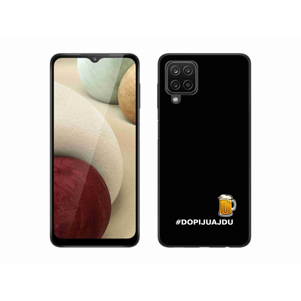 Gelový kryt mmCase na Samsung Galaxy M12 - pivní motiv 1 černé pozadí