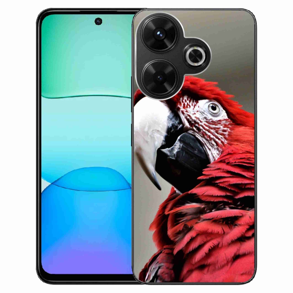 Gelový obal mmCase na Xiaomi Redmi 13 4G/Poco M6 4G - papoušek ara červený