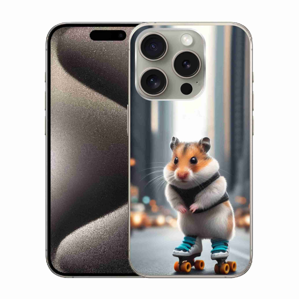 Gelový kryt mmCase na iPhone 15 Pro - křeček na bruslích