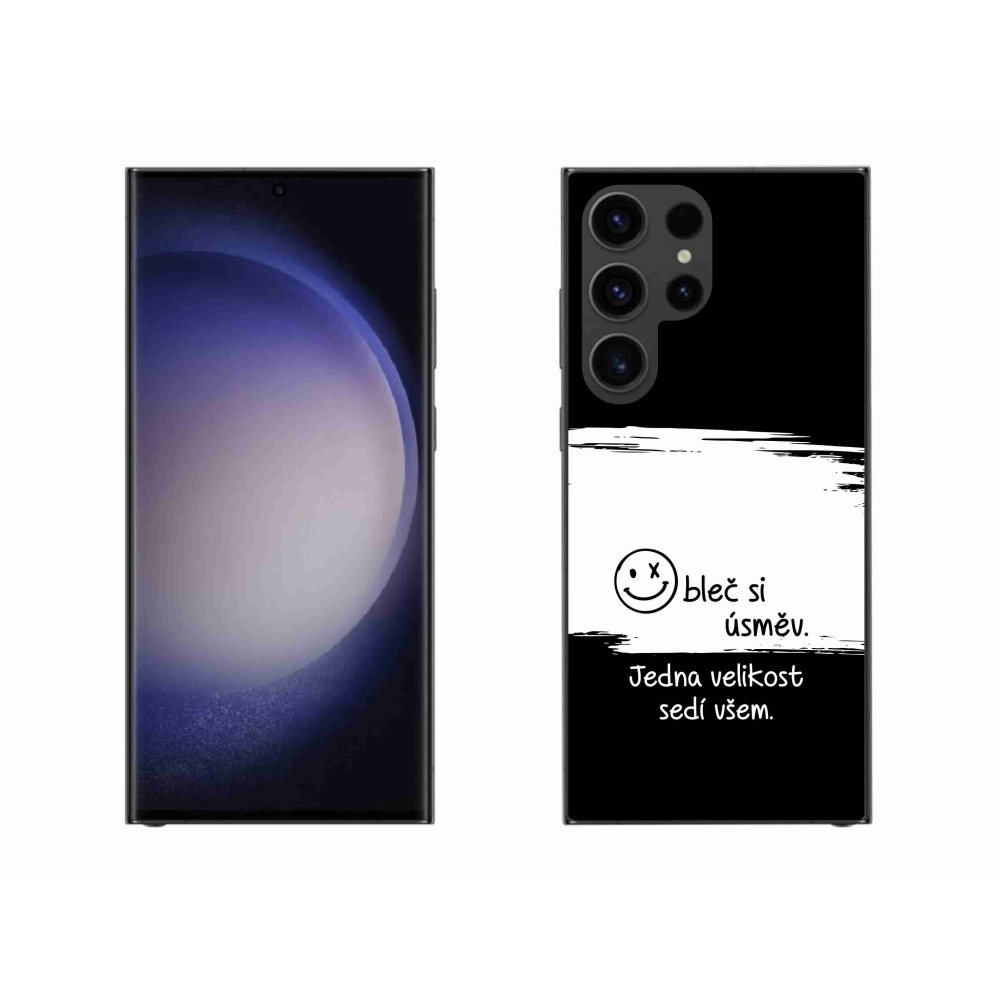 Gelový kryt mmCase na Samsung Galaxy S23 Ultra 5G - vtipný text 8 bíločerné pozadí
