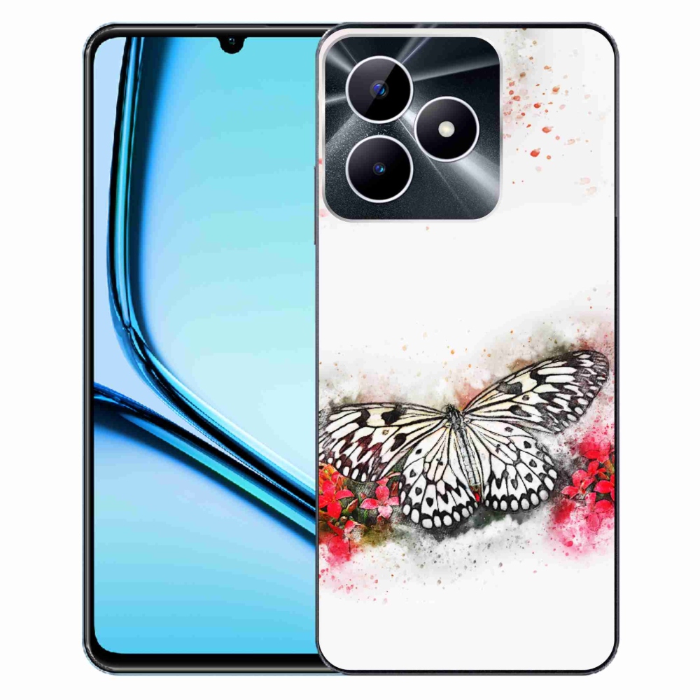 Gelový kryt mmCase na Realme Note 50 - černobílý motýl