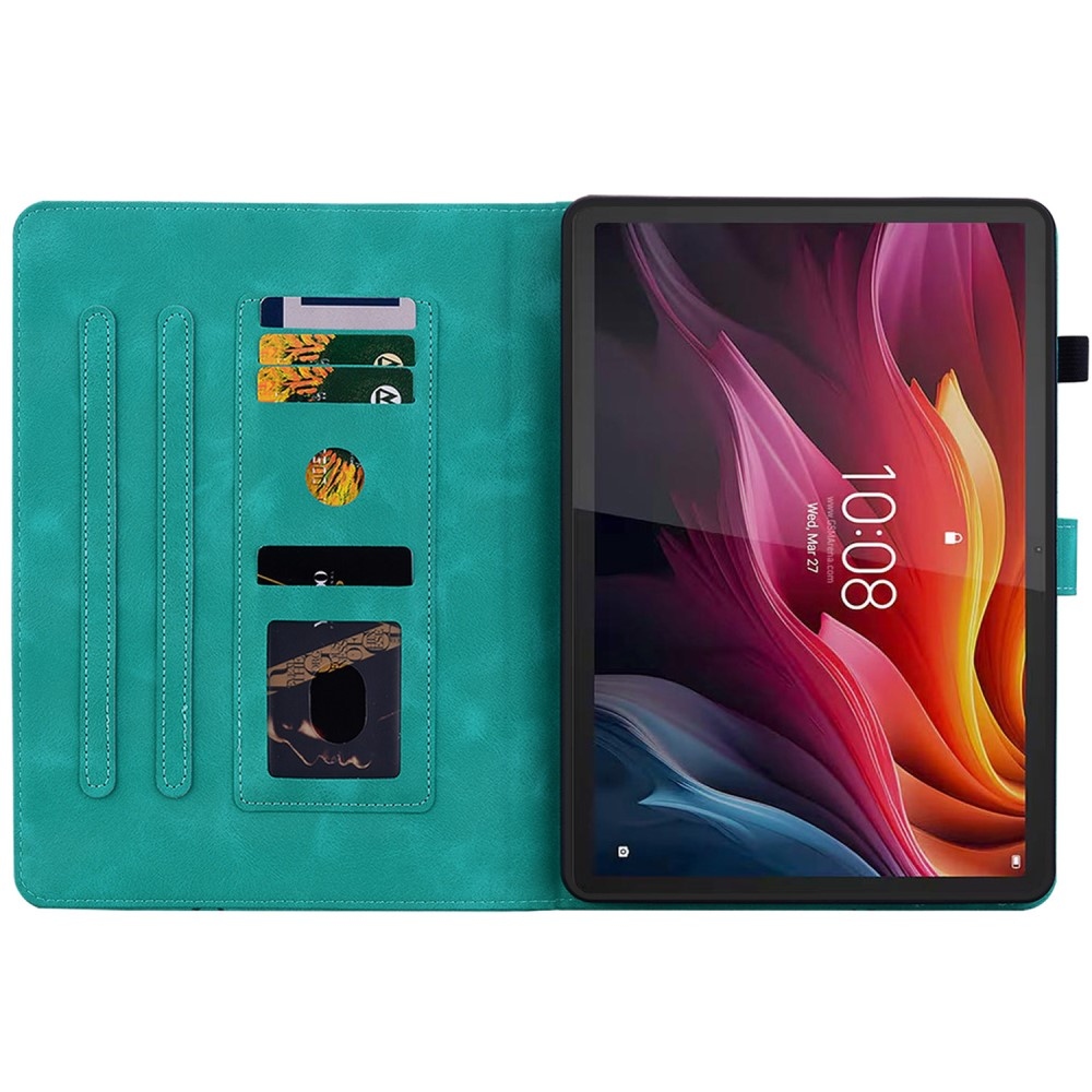 Flowers zavírací pouzdro na Lenovo Tab K11 Plus - modrozelené