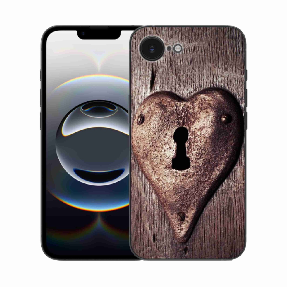 Gelový kryt mmCase na iPhone 16e - zámek ve tvaru srdce