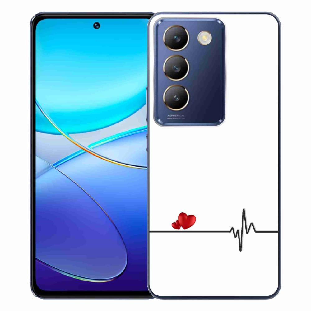 Gelový kryt mmCase na Vivo V40 SE 4G/5G - srdce a tep bílé pozadí