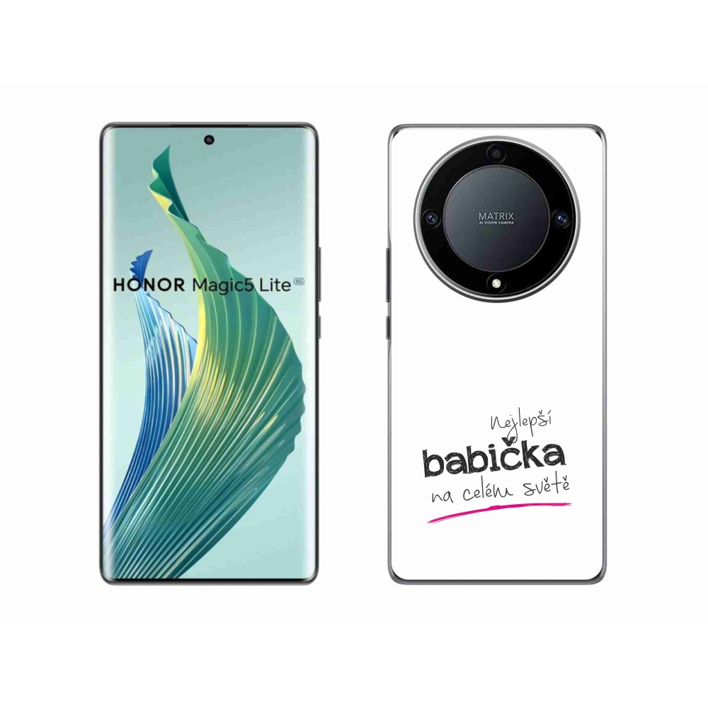 Gelový kryt mmCase na Honor Magic 5 Lite 5G - nejlepší babička 4 bílé pozadí